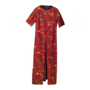 Vibrant Red Paisley Maxi Dress